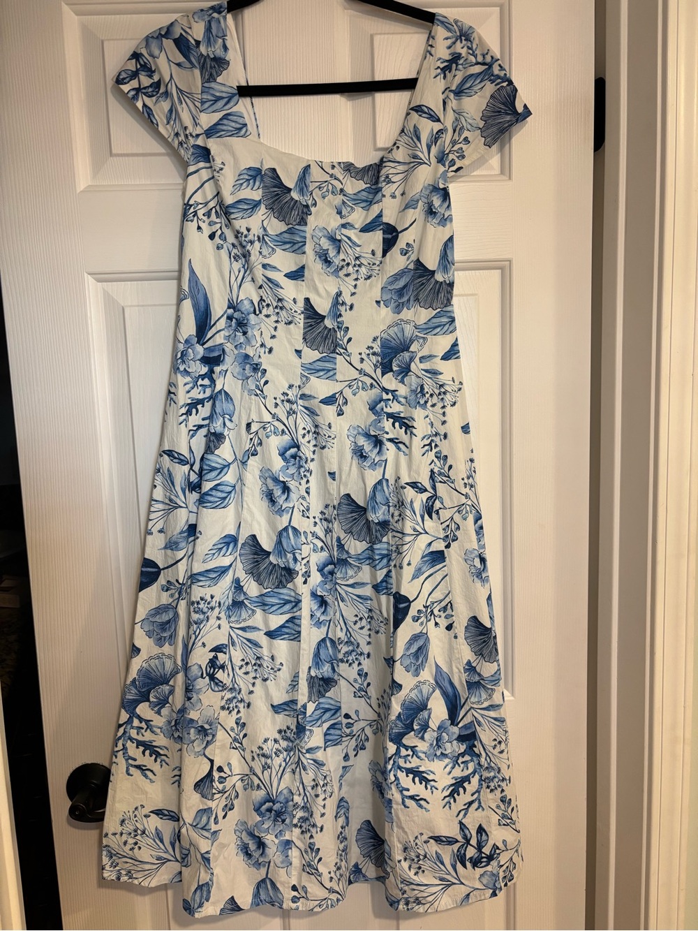 Avec Les Filles White Dress with Blue Floral Print